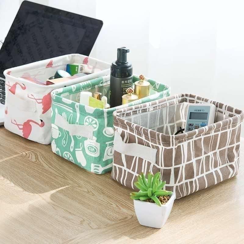 Canvas Fabric Basket with Handle - Prime Avenue